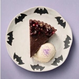 NWT Anthropologie Vida Icon Stoneware Dessert Plate White/Black Bat